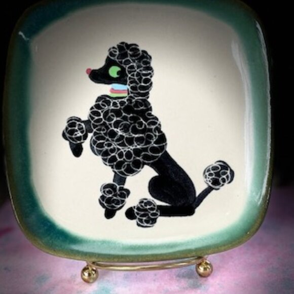 Cute! Vintage Poodle Pottery Bread/Dessert Plate - Picture 2 of 9